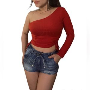 3 for $15 🌸Cute One Shoulder Long sleeve Crop top